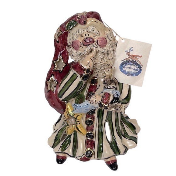 Blue Sky Clayworks Christmas Santa Light Up Figurine Red/White/Green NWT - Picture 1 of 10